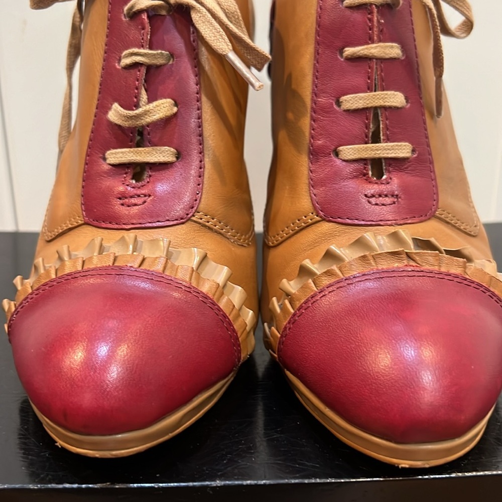 Miss Albright anthropologie heel ruffle Oxford shoes 9 bridgerton - Picture 3 of 6